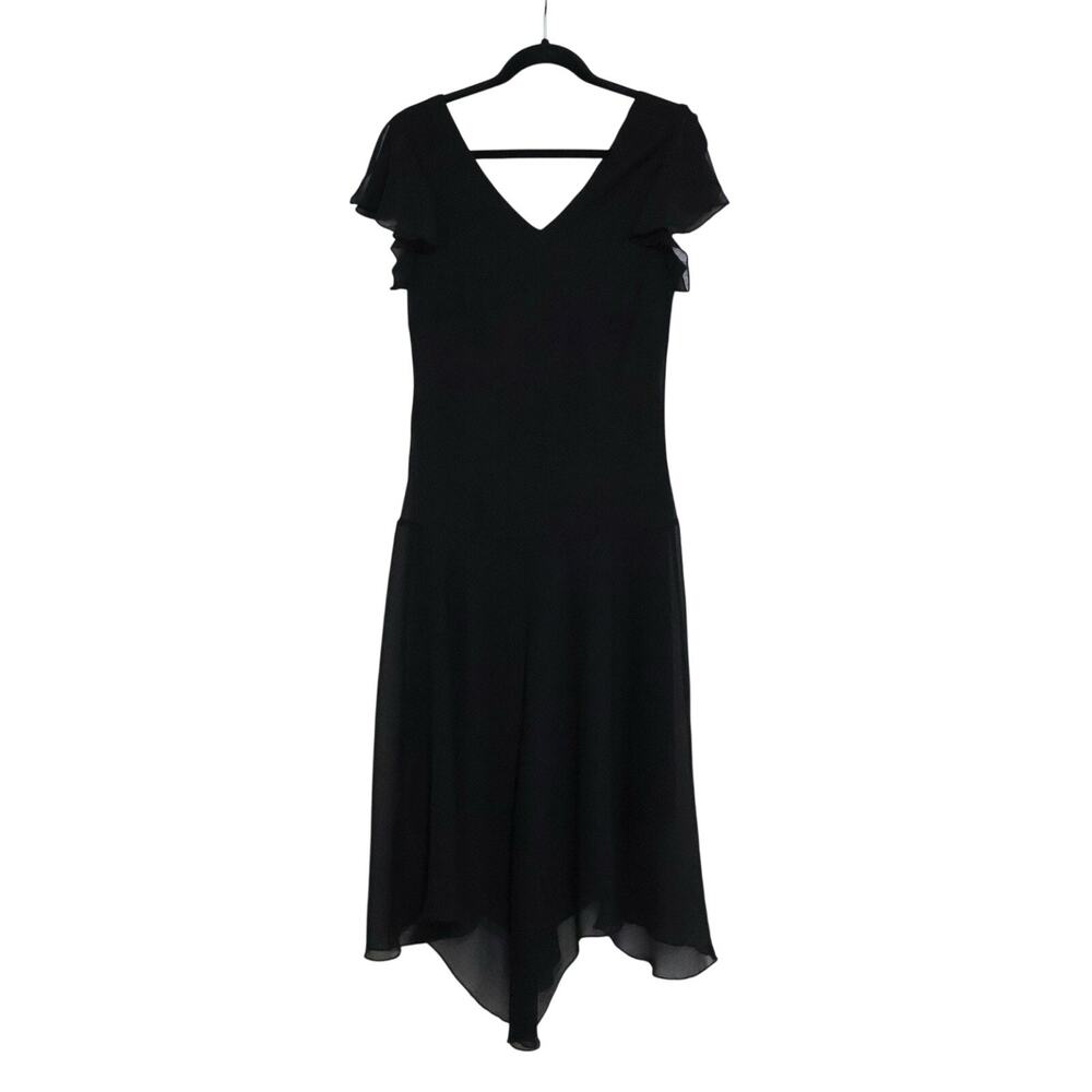 Vintage En Focus Studio Black Handkerchief Hem Midi Dress 8 Whimsigoth Fairy